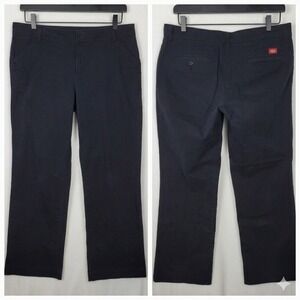 Dickies Womens Black Straight Leg Chino Pants Size 12R Cotton Relaxed Stretch